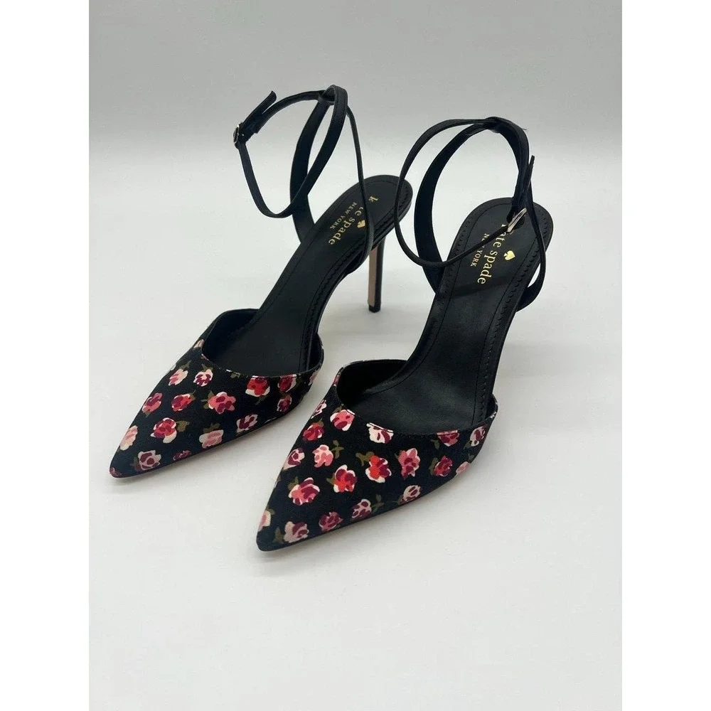 Kate Spade Ankle Strap Floral Heel 9.5